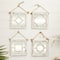 Set of 4 White Wood Vintage Decor Wall Mirror, 12" x 12"